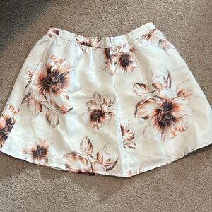 Chic Floral A-Line Skirt in Cream and Brown